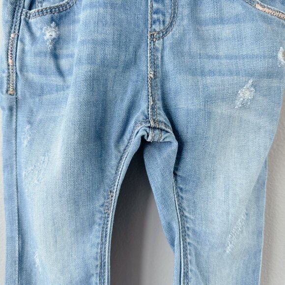 Zara distressed overalls 6-9m baby girl medium wash jeans - Picture 8 of 16